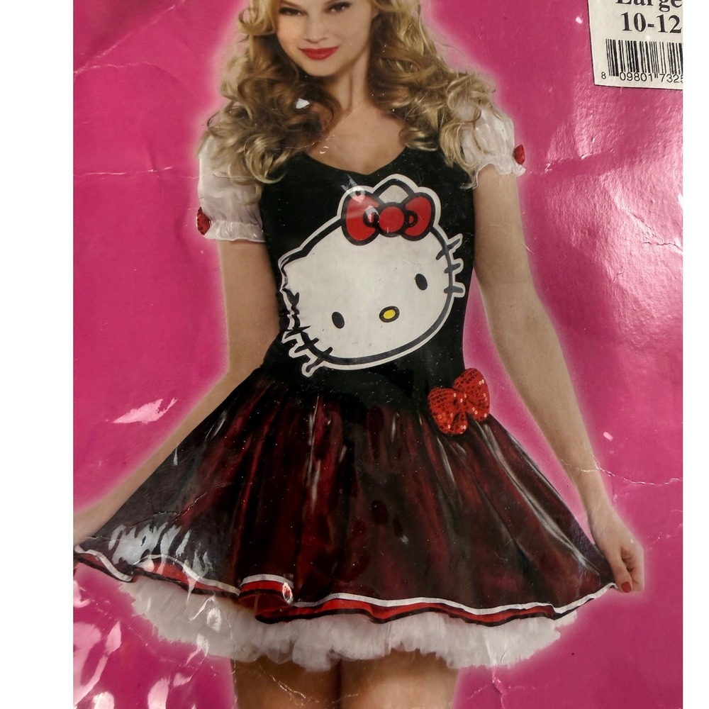 Sanrio Hello Kitty Halloween Costume Dress Women Large Black Red Tutu Cosplay
